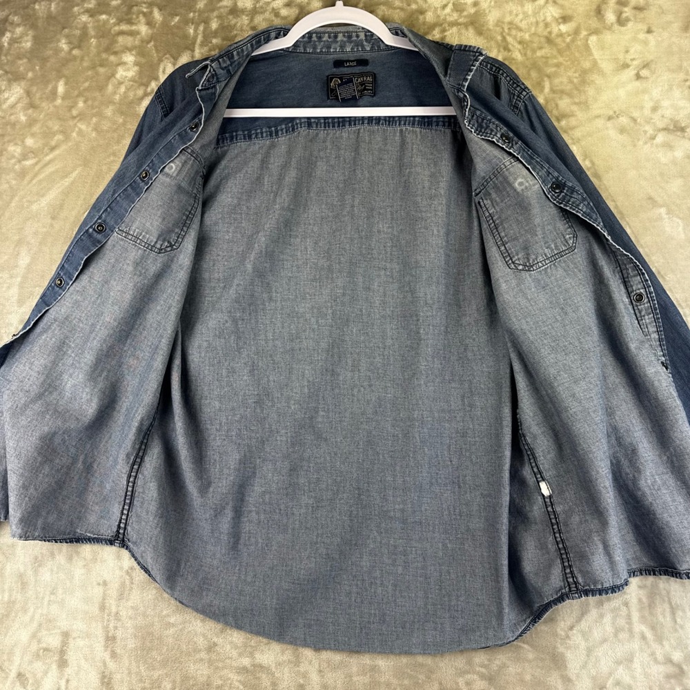 American Rag Denim Shirt Women Large Blue Button Down Long Sleeve (1600) - Picture 5 of 10